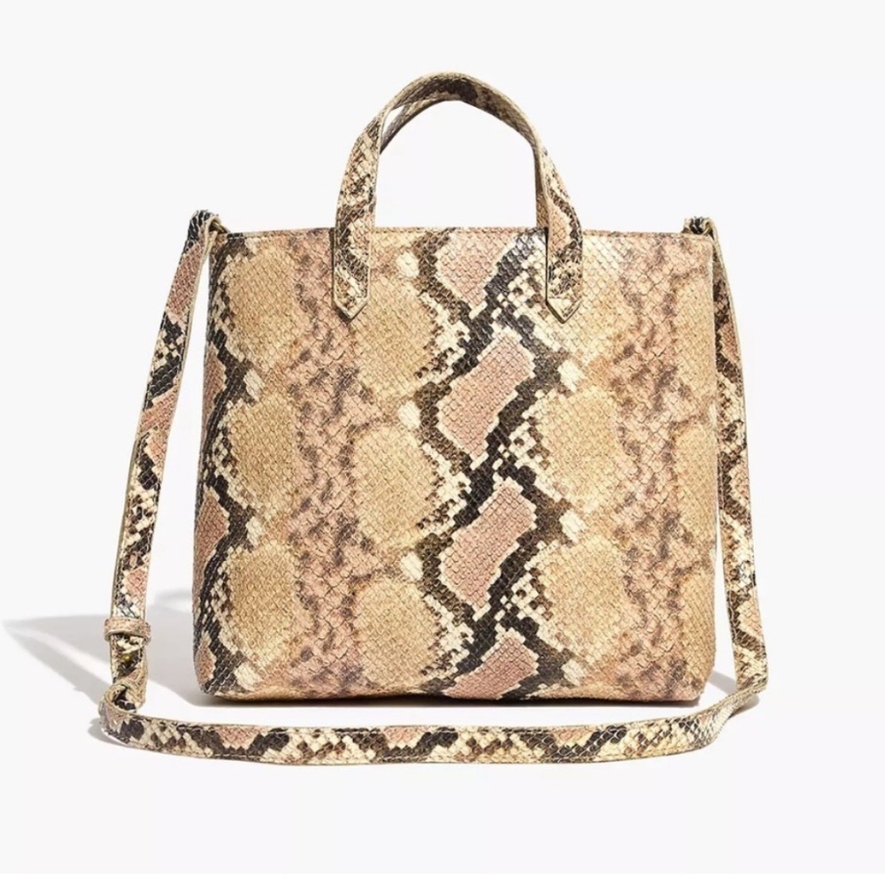 Madewell ZipTop Transport Crossbody Snake Embossed
